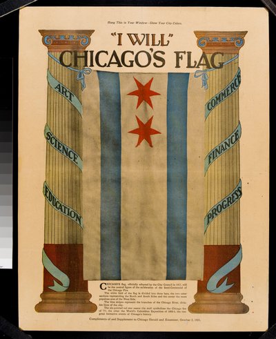 Izando la bandera, Suplemento del Chicago Herald and Examiner, 2 de octubre de 1921 de American School
